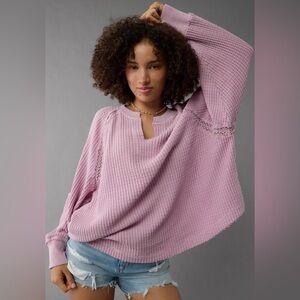 American Eagle Outfitters Light Mauve Waffle Knit Pullover